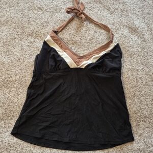 Time And Tru Womens Size Large 12-14 Black White Mauve Swim Tank Top